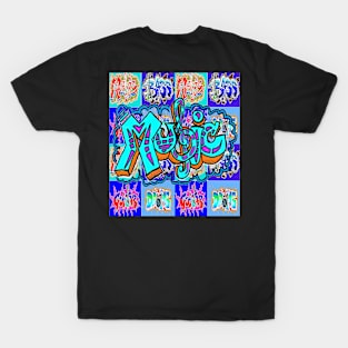 graffiti blue Music 77 T-Shirt